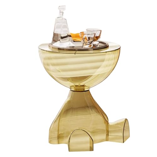 Side Table, Circle Coffee Table, Nightstand, Small End Table Accent Living Room Bedroom Balcony Office, Bedside Home Decor for Living Room, Bedroom, Small Spaces, Easy Assembly (Transparent yellow) - color: Transparent Yellow