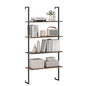 Giantex 4 Tier Modern Wall Mounted Bookshelf Rustic Brown, 64" Industrial Wood Bookcase with Metal Frame, Display Storage Rack Organizer, Ladder Shelf Bookcase for Living Room, Kitchen