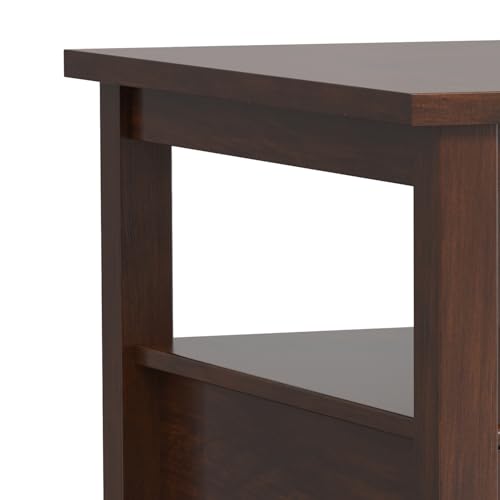 SIMPLIHOME Warm Shaker End Table - 14 inch Wide Solid Wood Narrow Accent Table in Russet Brown, Transitional Side Table for Living Room with Drawer and Shelf - color: Russet Brown, size: 14 inch, style: End Table