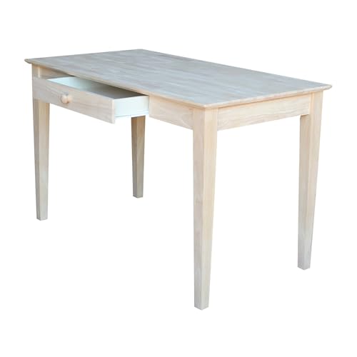 IC International Concepts, Writing Desk With Drawer, Solid Real Wood, Sturdy Parawood, Dimensions 19.41"W x 15"D x 2.36"H, Home Office/Study, Paint/Stain Ready, Unfinished - color: Unfinished