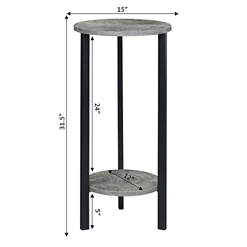 Convenience Concepts Graystone 2 Tier Tall Plant Stand 31" - Industrial Stand for Plants, Vases, and Antiques, Urban Modern Design for the Living Room, Hallway, Entryway, Cement/Black - color: Cement/Black
