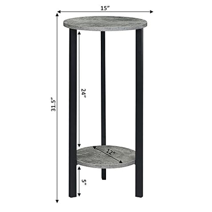 Convenience Concepts Graystone 2 Tier Tall Plant Stand 31" - Industrial Stand for Plants, Vases, and Antiques, Urban Modern Design for the Living Room, Hallway, Entryway, Cement/Black - color: Cement/Black