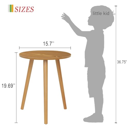 AWASEN Round Side Table, Small End Table for Living Room, Modern Accent Coffee Side Table with Solid Wood Legs for Small Space, Easy Assembly, Brown - color: Brown Walnut