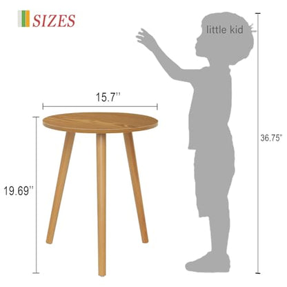 AWASEN Round Side Table, Small End Table for Living Room, Modern Accent Coffee Side Table with Solid Wood Legs for Small Space, Easy Assembly, Brown - color: Brown Walnut