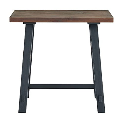 Adam 32 in. Solid Pine Wood Desk, Rustic Industrial Style, Distressed Black Sawhorse Legs, Compact Office Desk, Natural Wood Characteristics, 32 in. W x 21 in. D x 30 in. H, Ideal for Home Office - size: 32"W
