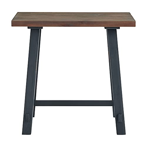 Adam 32 in. Solid Pine Wood Desk, Rustic Industrial Style, Distressed Black Sawhorse Legs, Compact Office Desk, Natural Wood Characteristics, 32 in. W x 21 in. D x 30 in. H, Ideal for Home Office - size: 32"W