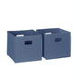 RiverRidge Folding Storage Bins - 2-pack of 10in Tall Slate Blue Cubes | Fabric Bins, Set of 2 Storage Cubes, Cut-out Handles, Playroom Closet Organizer, Collapsible Cubby with Bottom Board Insert - color: 2 Slate Blue 10in H Bins
