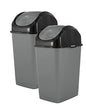Superio Office Trash Can with Lid 9 Gallon Kitchen Garbage Can Bedroom Waste Basket 37 Qt. Swing Top Trashcan Plastic Durable Waste and Recycle Bin (2, Grey/Black) - size: 9 Gallon