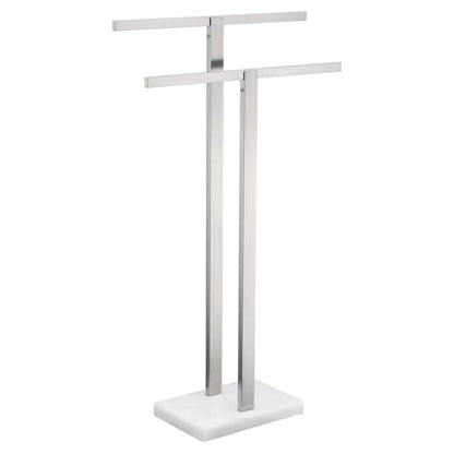 KOKOSIRI Bathroom Towel Racks 2-Tier Standing Towel Bars with Marble Base, Stainless Steel Freestanding Towels Holder, Thicken Steady Design, Brushed Nickel THS0003-BR - color: Brushed Nickel