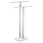 KOKOSIRI Bathroom Towel Racks 2-Tier Standing Towel Bars with Marble Base, Stainless Steel Freestanding Towels Holder, Thicken Steady Design, Brushed Nickel THS0003-BR - color: Brushed Nickel
