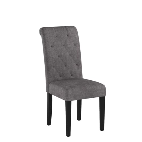 LSSBOUGHT Upholstered Dining Chairs Set of 4,Tufted Parsons Kitchen Chair with Solid Wood Legs, Modern Towel Fabric Side Chair for Dining Room/Restaurant(4pcs,Gray) - color: Gray-fabric, size: Set of 4