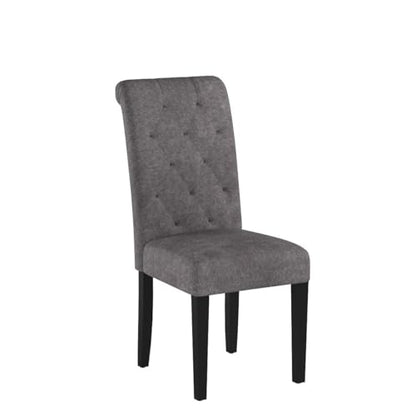 LSSBOUGHT Upholstered Dining Chairs Set of 4,Tufted Parsons Kitchen Chair with Solid Wood Legs, Modern Towel Fabric Side Chair for Dining Room/Restaurant(4pcs,Gray) - color: Gray-fabric, size: Set of 4