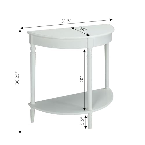 Convenience Concepts French Country Half-Round Entryway Table with Shelf, White - color: White