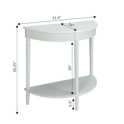 Convenience Concepts French Country Half-Round Entryway Table with Shelf, White - color: White