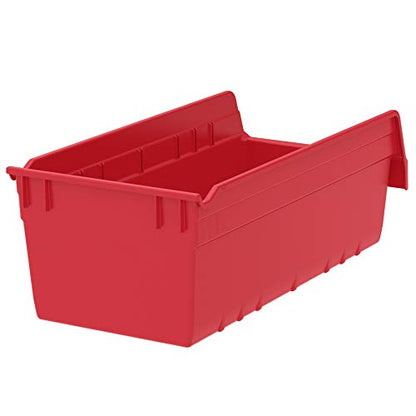 Akro-Mils 30088 Plastic Nesting ShelfMax Storage Bin Box, 18x8x6-Inch, Red (8-Pack) - color: Red