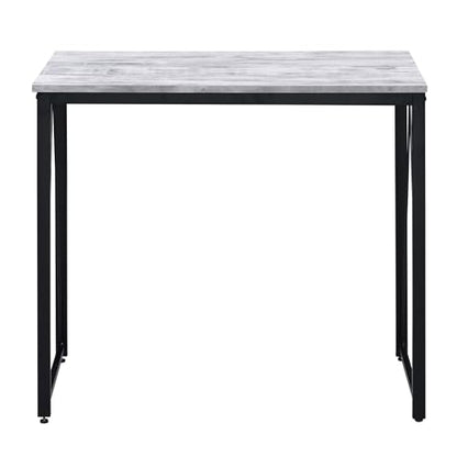 Antique White and Black 35.5" Writing Desk with Metal Sled Base