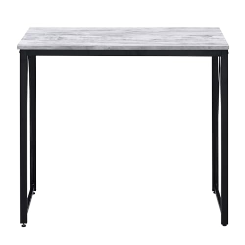 Kaimei Antique White & Black Rustic Industrial Writing Desk - Sturdy Wood & Metal Design for Home Office