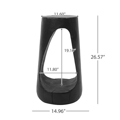 Merax Hollow MGO Accent Side Table, Unique Modern End Table with Wide Pedestal & Tabletop, Small Drink Tables for Living Room, Bedroom Night Stand Bedside Table, No Assembly Required, Black - color: Black, size: Hollow Design