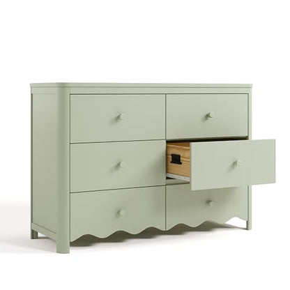 Storkcraft Casablanca 6 Drawer Dresser, Sage | GREENGUARD Gold Certified, Green Dresser for Bedroom, Kids & Nursery Storage Chest, Safety Interlocking Drawers, Kids Bedroom - color: Sage, style: 6 Drawer Dresser