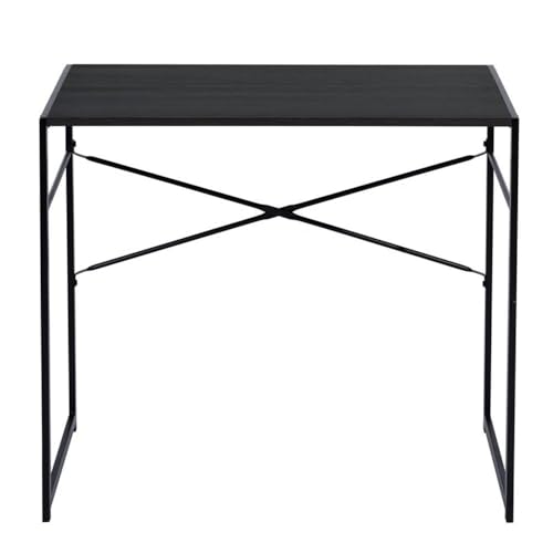 Pemberly Row Compact Industrial Computer Desk, Black Finish, Modern Minimalist Style, Durable Metal Frame and MDF Board, Spacious Work Surface, Ideal for Home Office, Study, or Small Spaces