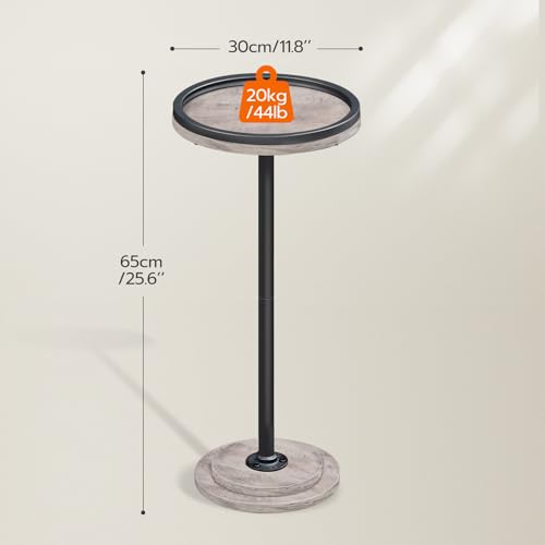 HOOBRO Small Round Side Table, Drink Table, Coffee Martini Table with Pedestal Accent for Small Spaces in Living Room, Bedroom, Sofa Couch, Greige and Black BG168BZ01 - color: Greige + Black