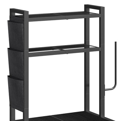 MAHANCRIS Bakers Rack with Mini Fridge Shelf, 3-Tier Microwave Stand, Coffee Bar Station with Paper Holder, Freestanding Kitchen Storage Rack, for Kitchen, Black BRBK5401 - color: Black