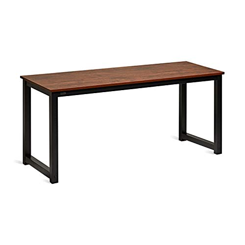 Decoholic 63 Inch Computer Desk, Home & Office PC Laptop Study Writing Table Workstation with Leg Bars, Modern Simple Industrial Style, Rustic Brown - size: 63 Inch