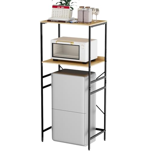 Mini Fridge Shelf Mini Fridge and Microwave Stand Over Mini Fridge Storage Rack Height Adjustable Microwave and Fridge Stand Suitable for Dorm, Kitchens, Offices, Yellow - color: Yellow