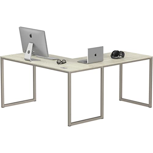 SHW Mission 55 x 60 L-Shape Home Office Computer Desk, Maple | Reversible Desktop Design - color: Maple, size: 55-Inch L-Shaped