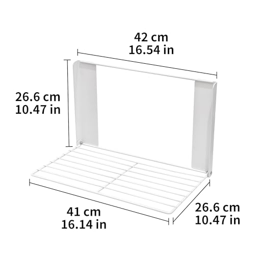 LEQ Clothes Drying Rack Magnetic Folding Shelf for Clothes and Towels, Magnet Rack Mount on Washing Machine Fridge, Durable Folding Rack for Laundry Room Bathroom Kitchen - color: White