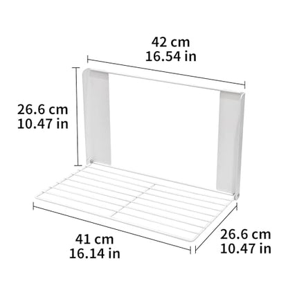 LEQ Clothes Drying Rack Magnetic Folding Shelf for Clothes and Towels, Magnet Rack Mount on Washing Machine Fridge, Durable Folding Rack for Laundry Room Bathroom Kitchen - color: White