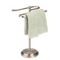 J&V TEXTILES Classical Steel Towel Rack Holder Stand with 2 Hanging Rings for Bathroom Vanity Countertops - Space Saving Hand Towel Holder (Brushed Satin Nickel) - color: Brushed Satin Nickel