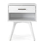 Mid Century Modern One Drawer Nightstand/Constructed of Solid Wood/White Finish - color: White