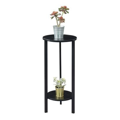 Convenience Concepts Graystone 2 Tier Tall Plant Stand 31" - Industrial Stand for Plants, Vases, and Antiques, Urban Modern Design for the Living Room, Hallway, Entryway, Black/Black - color: Black/Black