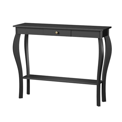 ChooChoo Narrow Console Table with Drawer, Chic Accent Sofa Table, Entryway Table, Black - color: Black, size: 11.8"D x 39.3"W x 31.4"H