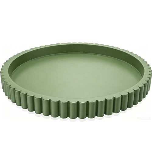 Handmade 12in Decorative Tray for Coffee Table Tray Decor, Green Wooden Decorative Round Tray for Kitchen, Living Room, Home Decor - color: Green
