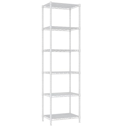 REGILLER 6 Wire Shelving Steel Storage Rack Adjustable Unit Shelves for Laundry Bathroom Kitchen Pantry Closet (16.7L x 11.9W x 64H, White) - color: White