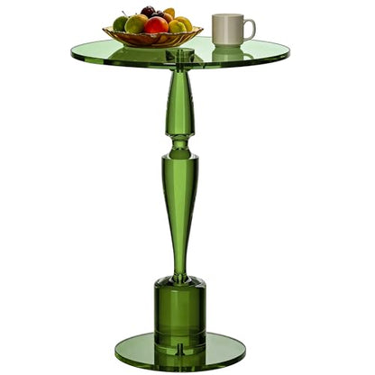 Acrylic Round Side Table, End Table Nightstand Pedestal Table for Living Room, Bedroom, Balcony (Green, 15.7“×15.7”×21.7“) - color: Green