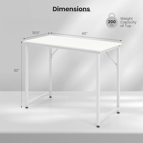 HOMGX Home Office Writing Desk, Laptop PC Workstation, 40-Inch Small Computer Desk w/Sturdy Metal Frame, Modern Simple Laptop Desk for Home Office, Bedroom, Study (White) - color: White