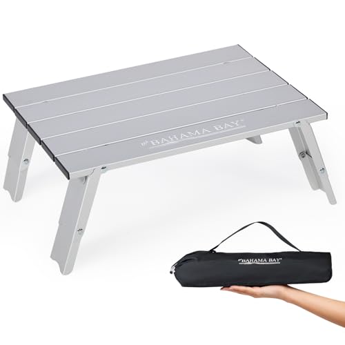 Old Bahama Bay Ultralight Aluminum Mini Table, 66lbs/30kg Weight Capacity, Foldable Small Beach Table with Retractable Legs,Suitable for Picnic Camping Outdoor Hiking