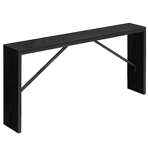 MAHANCRIS Console Table, 62.2" Long Sofa Table Behind Couch, Narrow Entryway Table, Farmhouse Dining Table with Angled Metal Frame, Industrial Console Table for Entryway, Black CTHB15801 - color: Black, size: 62.2"L x 9.1"W x 31.5"H