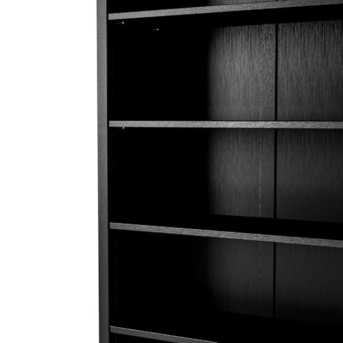 Camaflexi Shaker Style 6 Shelf Bookcase/Solid Wood / 72 inch Tall/Adjustable Shelving/Closed Back/Display Bookshelf for Living Room, Bedroom, Home and Office, Black - color: Black, size: 72"