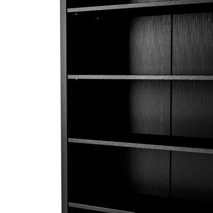 Camaflexi Shaker Style 6 Shelf Bookcase/Solid Wood / 72 inch Tall/Adjustable Shelving/Closed Back/Display Bookshelf for Living Room, Bedroom, Home and Office, Black - color: Black, size: 72"