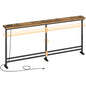 YATINEY 78.7" Console Table with Adjustable Height (27.6"-35.4") and Power Outlet, Skinny Behind Couch Table, Narrow Long Sofa Table for Living Room, Hallway, Entryway, Rustic Brown and Black CT09UBR - color: Rustic Brown + Black, size: 78.7"L x 5.9"W x 2