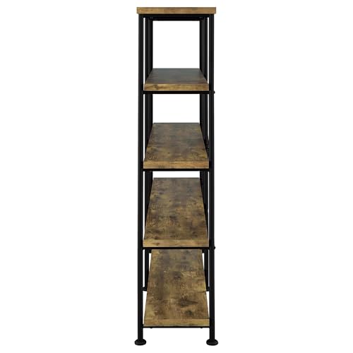 Coaster Home Furnishings - Analiese - Wood and Metal - 4-Tier Double Bookshelf with Open Shelves, X-Back Bracing, and Rectangular Frame - Home Office - 63-Inch - Rustic Nutmeg - 801543 - color: Rustic Nutmeg