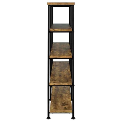 Coaster Home Furnishings - Analiese - Wood and Metal - 4-Tier Double Bookshelf with Open Shelves, X-Back Bracing, and Rectangular Frame - Home Office - 63-Inch - Rustic Nutmeg - 801543 - color: Rustic Nutmeg