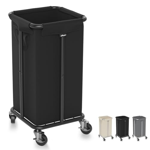 Hodonas Laundry Basket with Wheels, Rolling Laundry Hamper, 30 Gal.(115L), Removable and Machine Washable Liner, Steel Frame, Tall Laundry Cart for Laundry Room, Bedroom, Bathroom, Dorm Storage -Black - color: Black