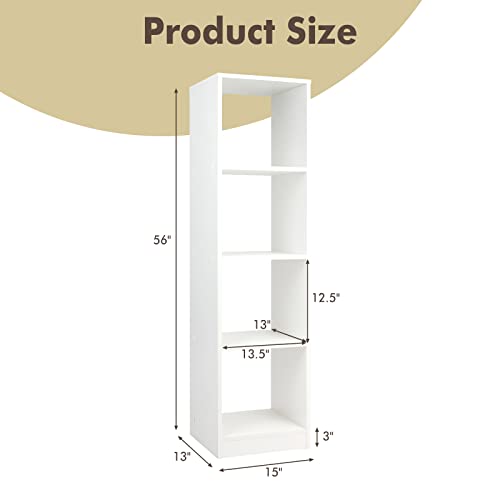 Tangkula 4 Cube Bookshelf, Freestanding 5 Tier Open Bookcase, Modern Cube Storage Organizer with Anti-toppling Device, Multipurpose Wooden Display Shelving for Living Room Study Office (1, 4-Cube) - size: 4-Cube