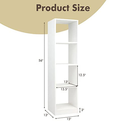 Tangkula 4 Cube Bookshelf, Freestanding 5 Tier Open Bookcase, Modern Cube Storage Organizer with Anti-toppling Device, Multipurpose Wooden Display Shelving for Living Room Study Office (1, 4-Cube) - size: 4-Cube