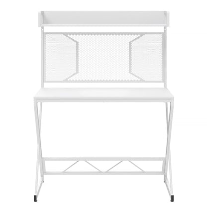 Elephance Small Gaming Desk with Pegboard, 39 Inch Computer Desk with Storage Shelves, Modern Office Desk for Study Work Home Office, Small Spaces, White